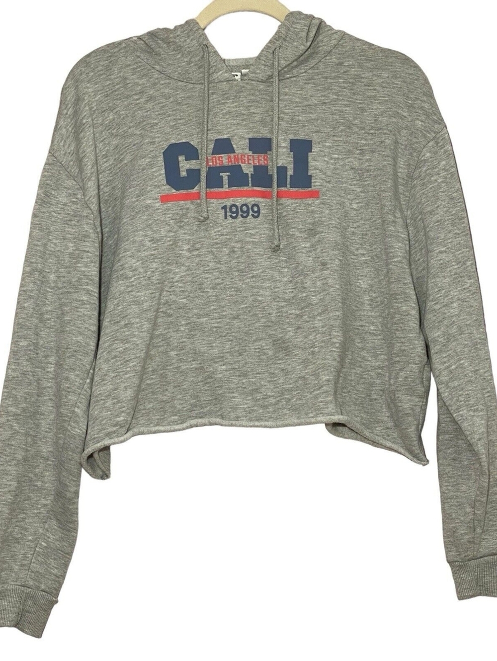 Mighty Fine Women's L Gray CALI Los Angeles 1999 Crop Hoodie Y2K Streetwear